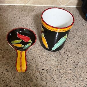 Colorful Ceramic Spoon and Holder Set